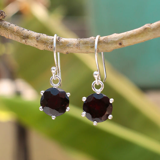 Fusionari 925 Sterling Silver Garnet |Gemstone Stud Earrings for Women |Elegant Handmade Jewelry for Gifting , Everyday Wear | 2 Pcs| 3 Gram