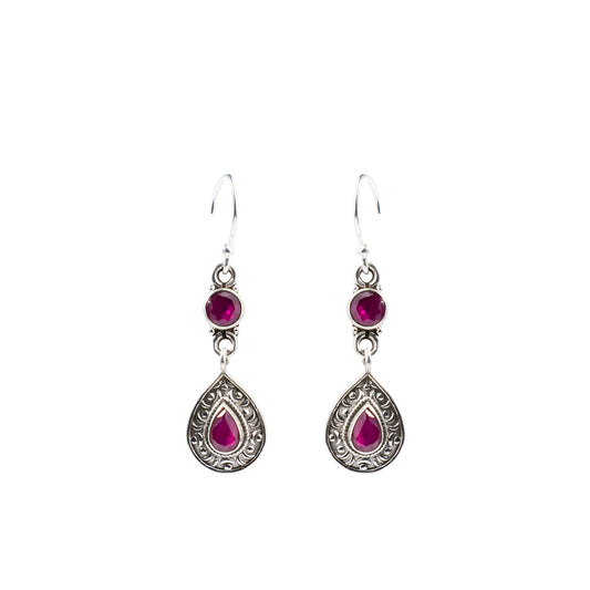 925 Sterling Silver Ruby Earrings – Elegant Natural Ruby Gemstone Jewelry for Women