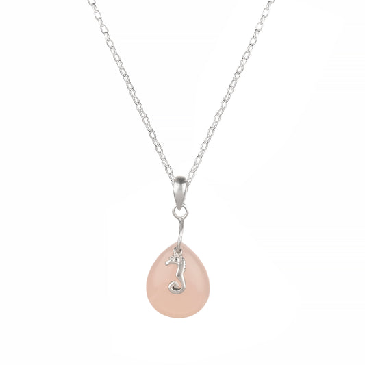 925 Sterling Silver Pink Chalcedony Pendant Necklace for Women with 18" Chain | Handmade Gemstone Jewelry | Soft Pink Stone | Luxury Gift