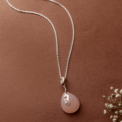 925 Sterling Silver Pink Chalcedony Pendant Necklace for Women with 18" Chain | Handmade Gemstone Jewelry | Soft Pink Stone | Luxury Gift