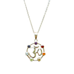 925 Sterling Silver Chakra Pendant without Chain | Seven Stone Healing Jewelry | Colorful Spiritual Accessory