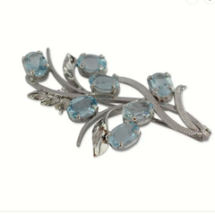 925 Sterling Silver Blue Topaz Brooch | Sky Blue Gemstone Pin | Timeless Handmade Jewelry Gift for Women