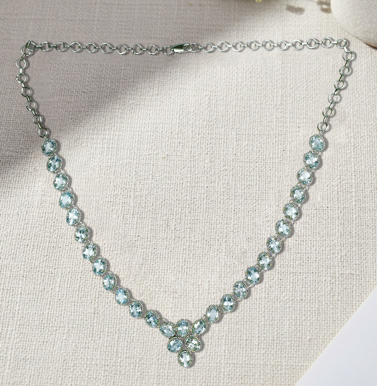 925 Sterling Silver Blue Topaz Cross Drop Necklace in Sterling Silver