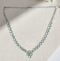 925 Sterling Silver Blue Topaz Cross Drop Necklace in Sterling Silver