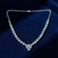 925 Sterling Silver Blue Topaz Cross Drop Necklace in Sterling Silver