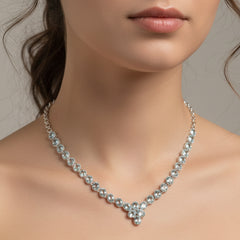 925 Sterling Silver Blue Topaz Cross Drop Necklace in Sterling Silver