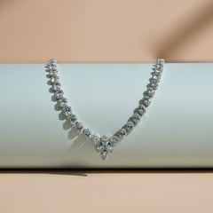 925 Sterling Silver Blue Topaz Cross Drop Necklace in Sterling Silver