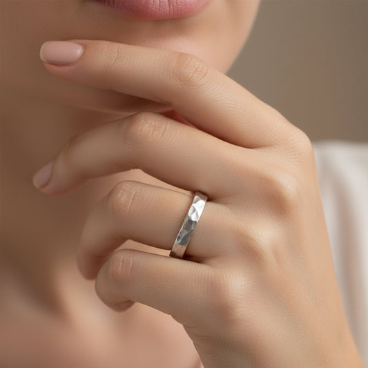 925 Sterling Silver Ring for Women | Handmade White Silver Design | Minimalist Elegant Jewelry | Size 2.2 cm