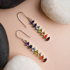 925 Silver Chakra Stone Earrings – Beautiful chakra stones for balance and energy. Perfect gift for women