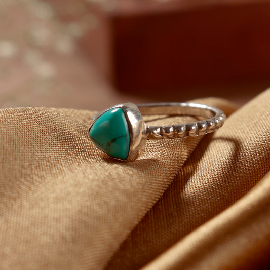 925 Sterling Silver Turquoise Silver Ring Chic Gemstone Jewelry, Vibrant Blue Stone Ring, Handcrafted Luxury Gift for Women
