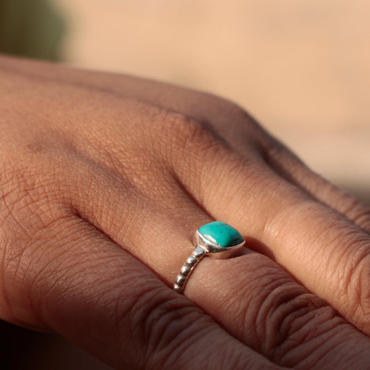925 Sterling Silver  Turquoise  Ring Boho Gemstone Jewelry, Vibrant Blue Stone Ring, Handcrafted Luxury Gift for Women