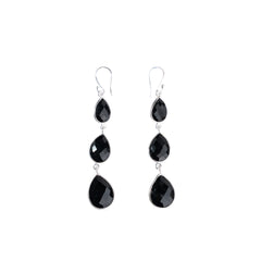 925 Luxury Sterling Silver Earrings for Women – Handcrafted with Black Onyx Stone, Elegant Statement Jewelry for Any Occasion