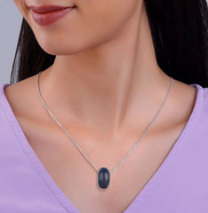 925 Sterling Silver Lapis Pendant with Chain | Handcrafted Blue Gemstone Jewelry | Royal & Artistic Design