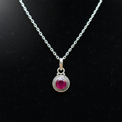 925 Sterling Silver Ruby Pendant with Chain | Handcrafted Red Gemstone Jewelry | Elegant Designer Accessory
