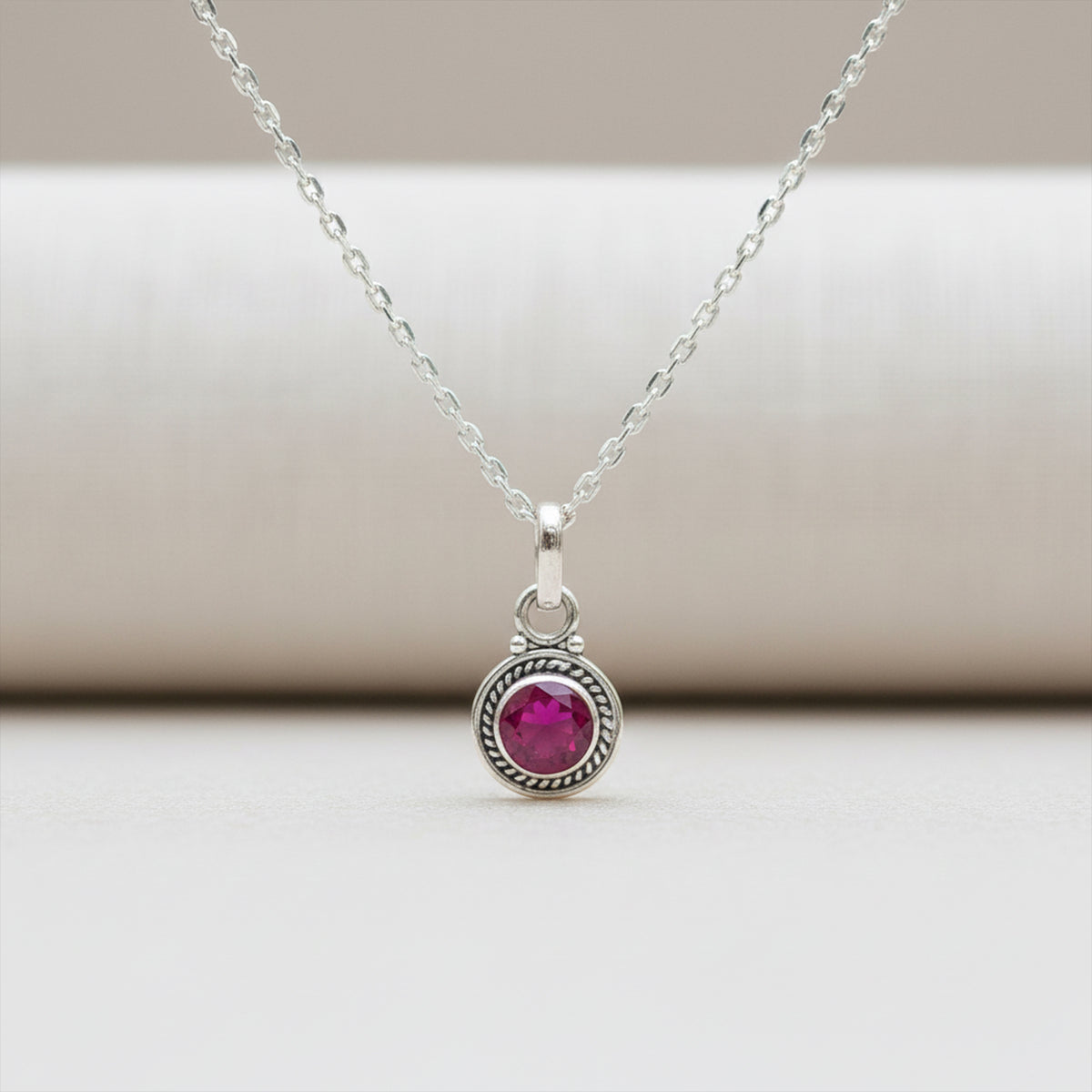 925 Sterling Silver Ruby Pendant with Chain | Handcrafted Red Gemstone Jewelry | Elegant Designer Accessory