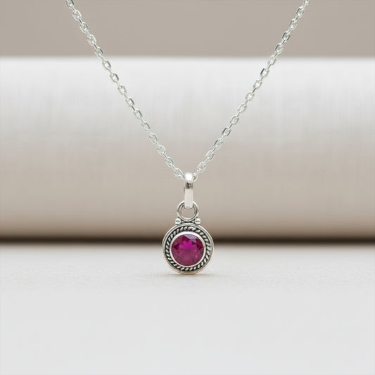925 Sterling Silver Ruby Pendant with Chain | Handcrafted Red Gemstone Jewelry | Elegant Designer Accessory