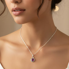 925 Sterling Silver Ruby Pendant with Chain | Handcrafted Red Gemstone Jewelry | Elegant Designer Accessory