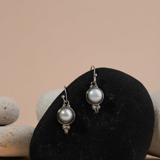 925 Handcrafted Sterling Silver Pearl Earrings for Women – Elegant, Classic Jewelry for Weddings, Parties, and Everyday Wear