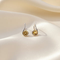 925 Sterling Silver Citrine Stud Earrings for Women | Handcrafted Yellow Gemstone Jewelry | Bright Elegant Accessory