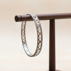 Fusionari 925 Sterling Silver Bangle for Women | Handmade Minimalist Jewelry | Unique Healing Crystal Design |