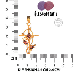 925 Silver Gold Plated Garnet Pendant with 18" Chain for Women | Natural Orange Gemstone Jewelry | Daily Wear & Gift