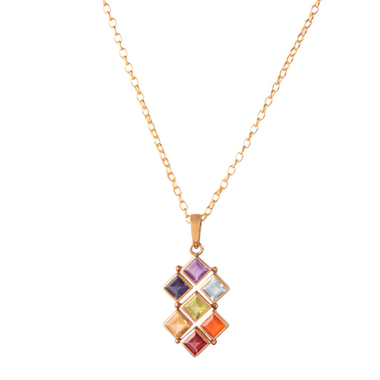 Fusionari 925 Sterling Silver Chakra Pendant with Chain for Women | Gold Plated Floral Necklace | Party Wear Jewellery | Designer Wedding Pendant Set | Elegant Gift for Her | Fashion Necklace Women