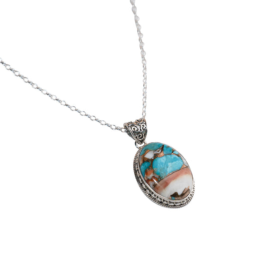 925 Silver Handcrafted Sterling Silver Pendant with Natural Turquoise Stone – Elegant and Unique Jewelry Piece