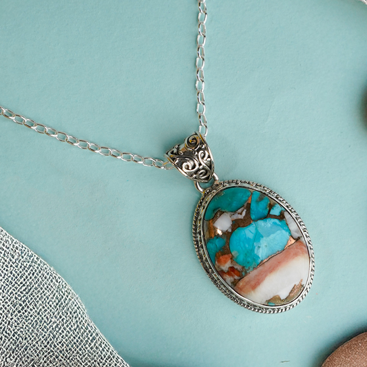 925 Silver Handcrafted Sterling Silver Pendant with Natural Turquoise Stone – Elegant and Unique Jewelry Piece