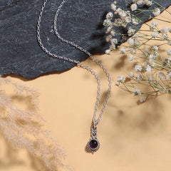 Fusionari 925 Sterling Silver Amethyst Pendant with Chain for Women |  Necklace | Party Wear Jewellery | Designer Wedding Pendant Set | Elegant Gift for Her | Fashion Necklace Women