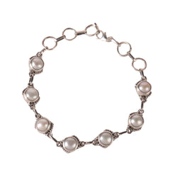 925 Sterling Silver Pearls Stone Bracelet – Classic and Elegant Design