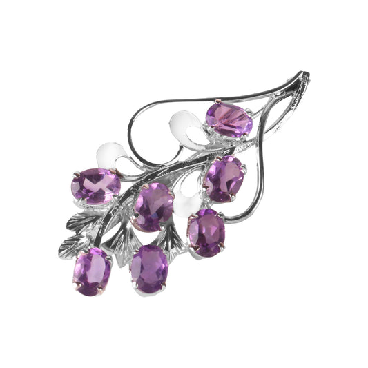 925 Sterling Silver Amethyst Brooch | Royal Purple Gemstone Pin | Handcrafted Women’s Luxury Jewelry Gift