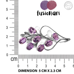 925 Sterling Silver Amethyst Brooch | Royal Purple Gemstone Pin | Handcrafted Women’s Luxury Jewelry Gift