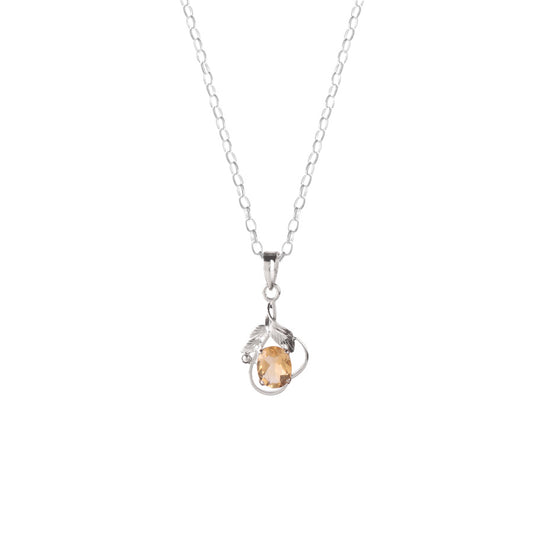 Fusionari 925 Sterling Silver Citrine  Pendant with Chain for Women |  Necklace | Party Wear Jewellery | Designer Wedding Pendant Set | Elegant Gift for Her | Fashion Necklace Women