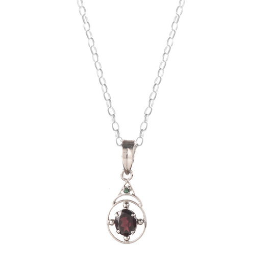 Fusionari 925 Sterling Silver Garnet Pendant with Chain for Women |  Necklace | Party Wear Jewellery | Designer Wedding Pendant Set | Elegant Gift for Her | Fashion Necklace Women