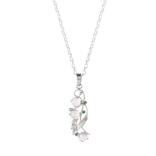 Fusionari 925 Sterling Silver Moonstone  Pendant with Chain for Women |  Necklace | Party Wear Jewellery | Designer Wedding Pendant Set | Elegant Gift for Her | Fashion Necklace Women