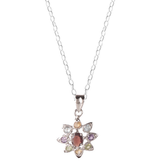 Fusionari 925 Sterling Silver Multistone Pendant with Chain for Women |  Necklace | Party Wear Jewellery | Designer Wedding Pendant Set | Elegant Gift for Her | Fashion Necklace Women
