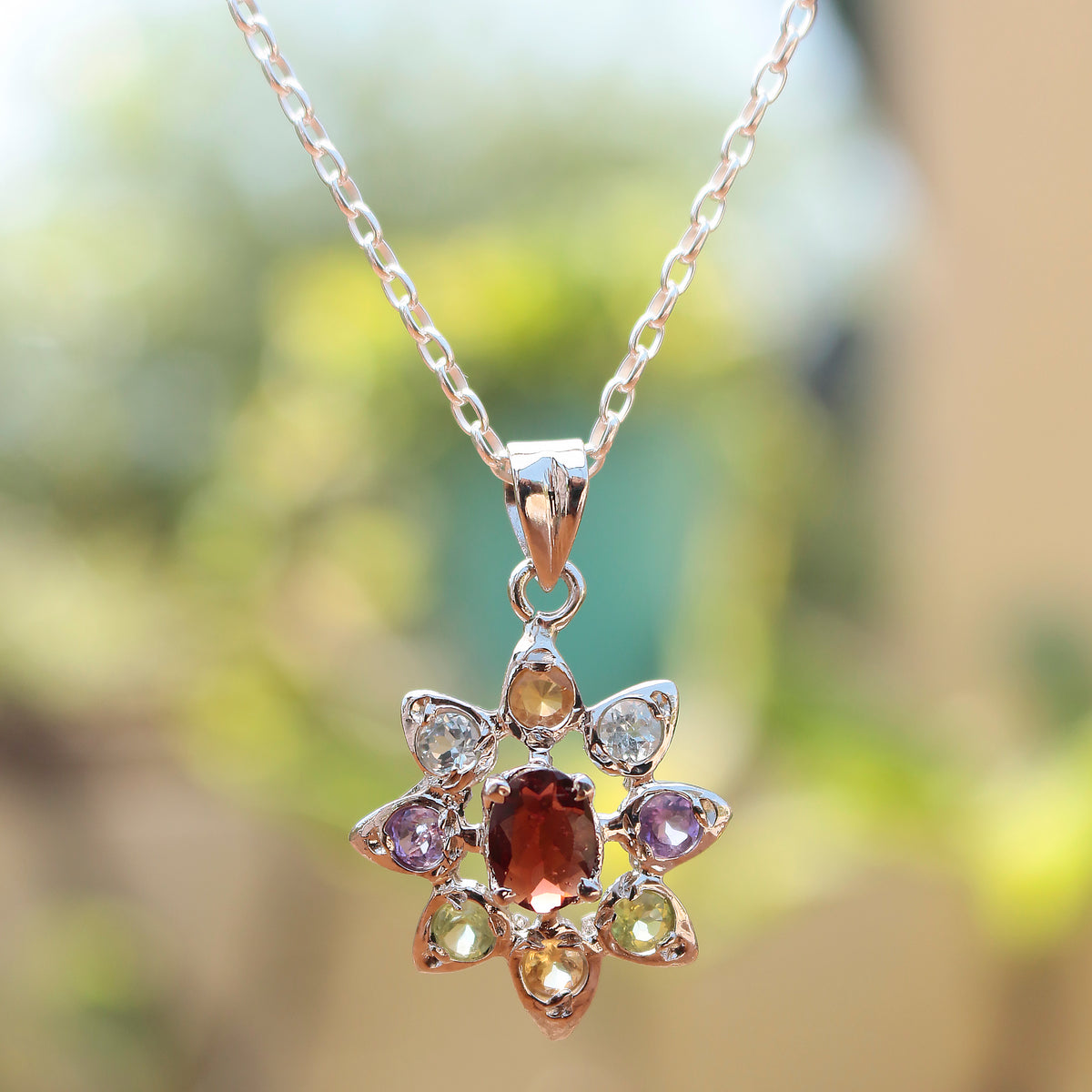 925 Sterling Silver Multistone Pendant with Chain for Women |  Necklace | Party Wear Jewellery | Designer Wedding Pendant Set | Elegant Gift for Her | Fashion Necklace Women
