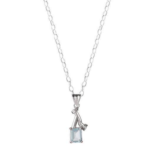 Fusionari 925 Sterling Silver Blue Topaz Pendant with Chain for Women |  Necklace | Party Wear Jewellery | Designer Wedding Pendant Set | Elegant Gift for Her | Fashion Necklace Women