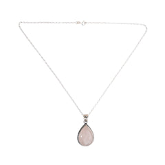 925 Silver Delicate Rose Quartz Pendant with 18-Inch Chain – Heart-Healing Crystal, Perfect Romantic Gif