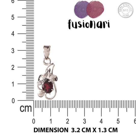 Fusionari 925 Sterling Silver Garnet  Pendant Necklace for Women with 18" Chain | Handmade Luxury Jewelry | Deep Blue Gemstone | Elegant Gift