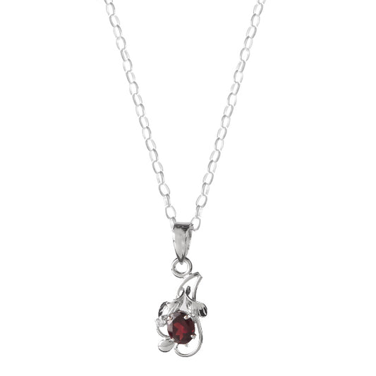 Fusionari 925 Sterling Silver Garnet  Pendant Necklace for Women with 18" Chain | Handmade Luxury Jewelry | Deep Blue Gemstone | Elegant Gift