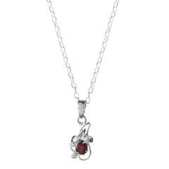 925 Sterling Silver Garnet  Pendant Necklace for Women with 18" Chain | Handmade Luxury Jewelry | Deep Blue Gemstone | Elegant Gift