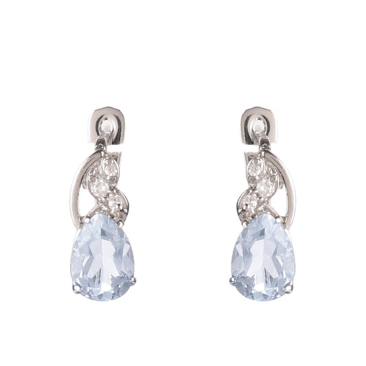 Fusionari 925 Sterling Silver Blue Topaz Earrings for Women | Sparkling Gemstone Jewelry | Handcrafted Luxury Gift