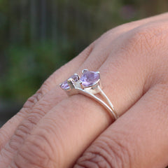 925 Silver Amethyst Ring for Women | Purple Healing Crystal Jewelry | Meditation & Party Wear