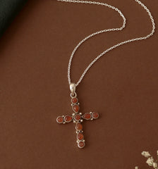 925 Sterling Silver Garnet Pendant with 18" Chain for Women | Deep Red Gemstone Jewelry | Classic Designer Piece