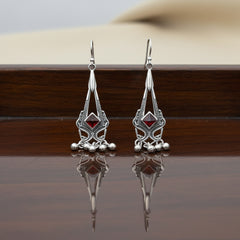 925 Sterling Silver Garnet Earrings for Women | Classic Handcrafted Jewelry | Elegant Everyday Wear