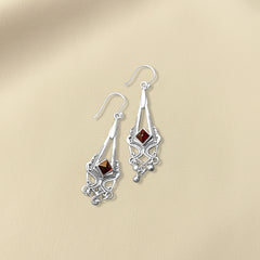 925 Sterling Silver Garnet Earrings for Women | Classic Handcrafted Jewelry | Elegant Everyday Wear