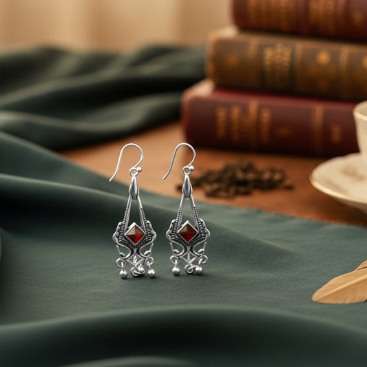 925 Sterling Silver Garnet Earrings for Women | Classic Handcrafted Jewelry | Elegant Everyday Wear