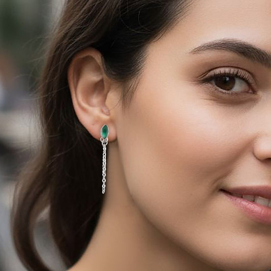 925 Sterling Silver Emerald Earrings for Women | Luxurious Green Gemstone Jewelry | Festive & Bridal Wear