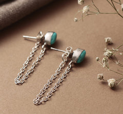 925 Sterling Silver Turquoise Earrings for Women | Boho Blue Gemstone Jewelry | Travel & Casual Style